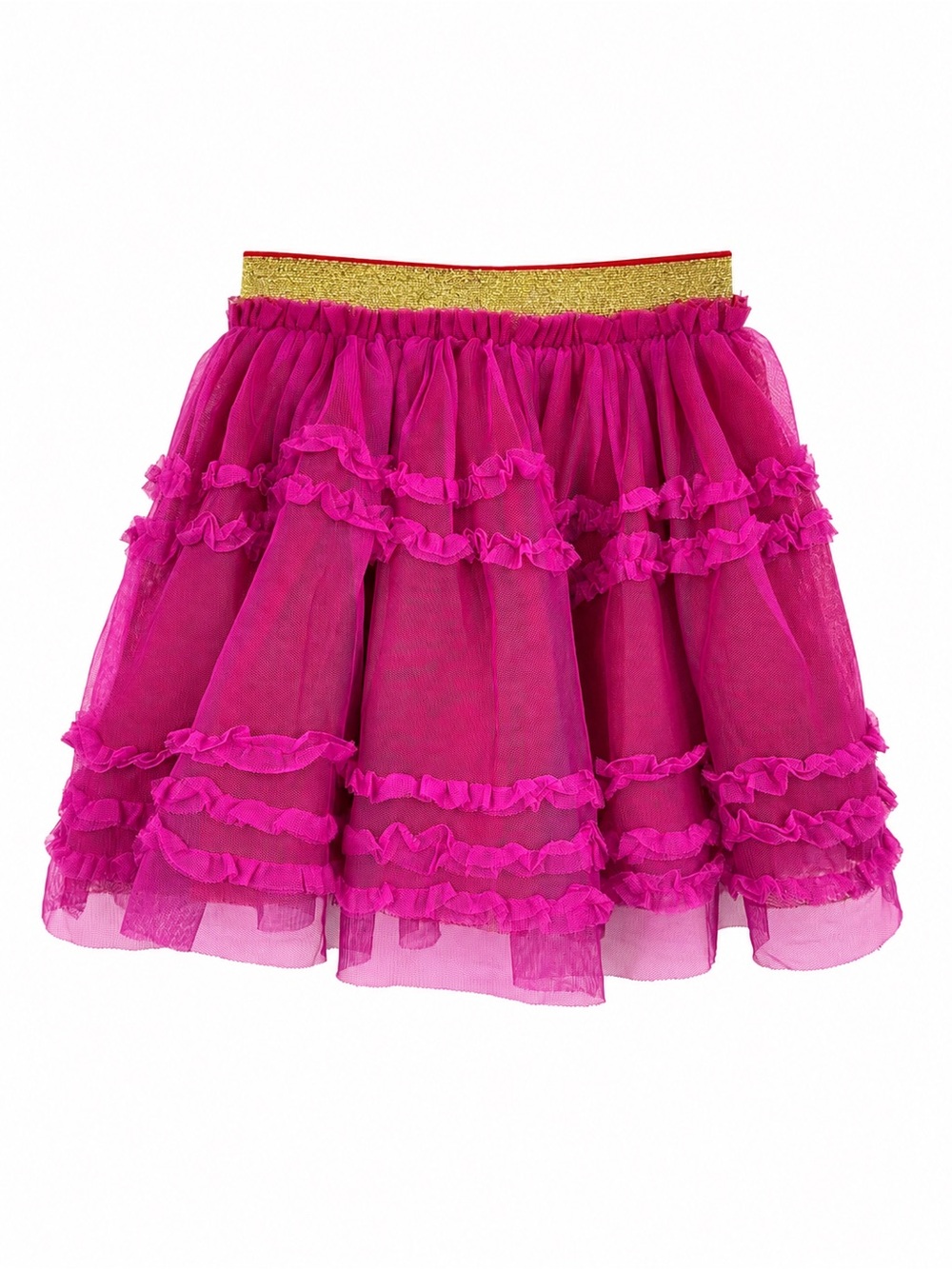 Mini Boden Pink Tulle 3-4y Skirt Glittery Gold Waistband 0571 girly fuchsia